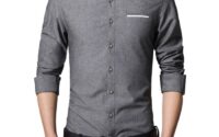 Banded collar dress shirts mens